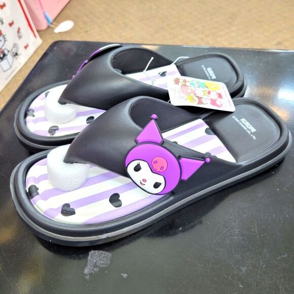 Brand New Sanrio Kuromi Black Heart Slippers Size: US 8 - Picture 1 of 10